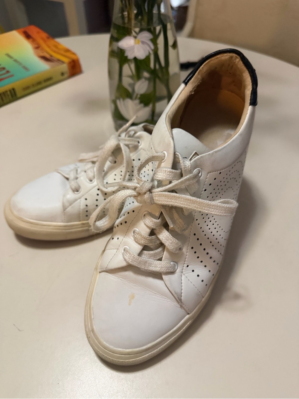 Kate Spade Women's White Perforated Leather Lace-Up Sneakers